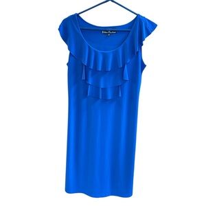 Ellen Parker Mini Dress with ruffles-Blue-Size M